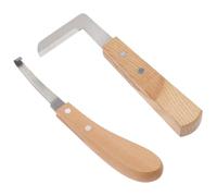 HOUDERCO Herramienta Resistente Juego de 2 Cuchillos para Recortar Pezuñas de Ganado en Acero al Carbono Marrón Elaboración para Herrar Caballos y Reparar Cascos