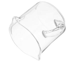 HOUDERCO Jarra de Vidrio Transparente con Doble Boquilla para Leche, Taza Pequeña para Café y Crema, Diseño Elegante y Vertido Suave para Uso Versátil en Cocina