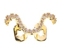 HOUDERCO Joyería de Cobre Dorado, Joyas Dientes, Diseño Curvo Retorcido Mobius, Tamaño Ajustable, para Bricolaje