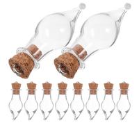 HOUDERCO Juego de 10 Mini Botellas de Vidrio Tapón de Corcho para Mensajes y Sueños, Frascos Pequeños Decorativos Ideales para Manualidades y Regalos