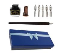 HOUDERCO Juego de Pluma de Inmersión Caja de Madera Marrón Vintage Acero Inoxidable y, Escritura y Fácil de Usar para Prácticas y de Nombramiento