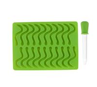 HOUDERCO Molde de Silicona para Chocolate y Caramelos Forma de Gusano con Gotero Molde para Cubitos de Hielo y Gelatina Herramienta para Hornear Reutilizable y Antiadherente Color Verde