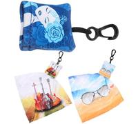 HOUDERCO Paño para Limpiar Gafas Llavero 3 Unidades Estampado (Bruja, Violín, Gafas de Sol) Microfibra Portátil para Limpieza de Pantalla del Teléfono Móvil y Lentes de Cámara