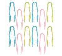 HOUDERCO Pinzas de Plástico Coloridas Diseño Ergonómico, Fáciles de Lavar, Paquete de 12 Piezas para Servir Aperitivos y Ensaladas en Fiestas y Buffet