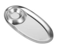 HOUDERCO Plato Ovalado de Acero Inoxidable para Camping, Plato Delgado y Seguro para Servir Patatas Fritas y Aperitivos en Múltiples Ocasiones