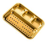 HOUDERCO Plato Rectangular Dividido de Acero Inoxidable Barbacoa Bandeja Resistente al Calor para Salsas y Aperitivos para Camping Picnic y Uso Interiores o Exteriores