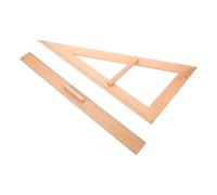 HOUDERCO Regla Recta y Escuadra de Madera 50 CM 2 Piezas Herramienta de Medición para Estudiantes en Dibujo y Costura