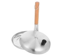 HOUDERCO Sartén Redonda para Desayuno con Mango Vertical de Aluminio y Madera, Olla Antiadherente para Inducción Adecuado para Preparar Oyakodon y Tortillas