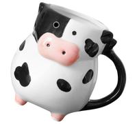 HOUDERCO Taza de Café de Cerámica con Base Antideslizante con Forma de Vaca 3d Grande y Divertida para Múltiples Ocasiones y Amantes del Café