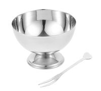 HOUDERCO Tazón de Postre de Acero Inoxidable de 200ml con Tenedor, Resistente y Adecuado para Servir Frutas en Decoracion Verano