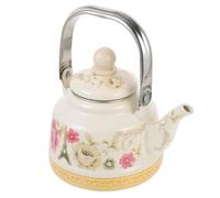 HOUDERCO Tetera de Esmalte Diseño Artístico y Resistente de 1.7 L Retro Tetera Decorativa para Cocina y Hervir Agua Fácilmente en Estufa de Gas