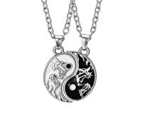 Houhounb 2 unidades Yin Yang Paar Halskette Taichi BFF Kette Freundschaftssketten Ying Yang Anhänger Kette Dragon SchnitzSchmuck Ketten für beste Freund,Liebhaber und Couple Geschenke, Metal