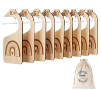 HOUISM Ropa de bebé separador de madera, 10 unidades de separadores de tallas de confección 50 a 104, separadores de ropa de vestuario clasificados según tamaños alemanes con caja de madera y bolsa