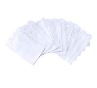 HOULIFE Pañuelos 100% algodón 60S para mujer, suaves, sólidos, blancos, de encaje, para boda, fiesta, bricolaje, 6/12 piezas, 10 x 10/25 x 25 cm, Blanco 1, 10x10"/25x25cm - 6 Pieces