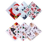 HOULIFE Pañuelos de Navidad - Pañuelo para mujer, 100% algodón peinado 60S, 3/6 unidades, 40 x 40 cm, Just Say Ho&Merry Xmas, Medium