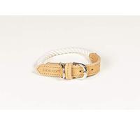 Hound Collar de Perro Trenzado de Cuero Real Ajustable con Hebilla de Metal y Detalles de Anillo en D, S, 60 g