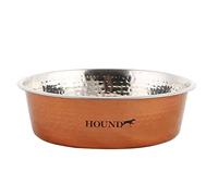 Hound Cuenco de Acero Inoxidable para Mascotas Martillado con Acabado de Cobre Antiguo, S, 90 g