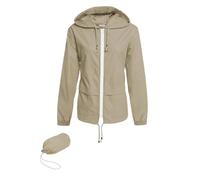 Hount Chaqueta de lluvia ligera con capucha para mujer, impermeable, compresible, activa (S-3XL), beige, M
