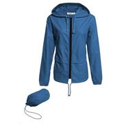 Hount Chaqueta de lluvia ligera con capucha para mujer, impermeable, compresible, activa (S-3XL), negro oscuro, M