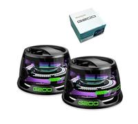 Hounyoln 2 bocinas magnéticas G200 con Bluetooth, multifuncionales, portátiles, con luz multicolores RGB, efecto de sonido envolvente 3D, soporte para teléfono para iPhone, Android, emparejamiento TWS