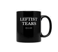 HOURRUIYU Leftist Tears - Taza de café o té de cerámica fría y caliente, 325 ml, color negro, tazas de cerámica con asa, se puede calentar