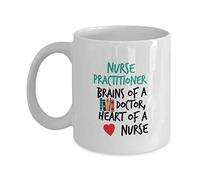 HOURRUIYU Nurse Practitioner Brains Of A Doctor, Heart Of A Nurse Graphic NP Taza de café de cerámica blanca de 325 ml