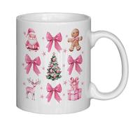 HOURRUIYU Taza con lazo, taza de café rosa, taza de café de Navidad, tazas de café de Navidad, tazas de lazo, divertida taza de café de Navidad, regalos de feliz Navidad para mujeres y hombres, regalo