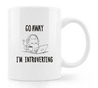 HOURRUIYU Taza de café con diseño de gato, divertida taza de café Go Away I'm Introverting, regalos de cumpleaños para los amantes de los gatos, divertidas tazas de café de gato, 325 ml