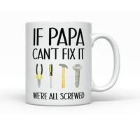 HOURRUIYU Taza de café con texto en inglés "If Papa can't fix it", divertido regalo para el día del padre, regalo para el mejor papá, ideas de regalo de nietos, tazas de cerámica, tazas con asa, se