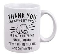 HOURRUIYU Taza de café divertida con texto en inglés "Thank You for Being My Uncle", regalos de broma para tíos, para el día del padre, cumpleaños, Navidad, ideas de regalo de sobrina, sobrino, taza