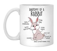 HOURRUIYU Taza de conejo, para mujeres y hombres, regalo divertido para amantes de los conejos, taza de conejo, taza para mascotas, mini Lop de Holanda Inglés, conejo mamá papá, taza de anatomía de
