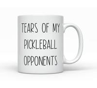 HOURRUIYU Tears of My Pickleball oponentes, los mejores regalos de pickleball para hombres o mujeres, divertida taza de pepinillo, tazas de cerámica, tazas con asa, se pueden calentar
