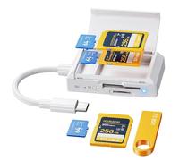 HOURUNTAIL Adaptador de lector de tarjetas SD/TF con almacenamiento de tarjetas SD a lector de tarjetas de memoria SD/Micro SD para i Phon15 16/Android/Pad/PC/portátil, Plug & Play (no requiere