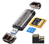 HOURUNTAIL Lector de tarjetas USB tipo C SD&TF 4.0, 3.0 3.1 de alta velocidad 312 MB/s UHS-II adaptador de memoria externa de doble ranura SDXC, SDHC, MicroSD, MMC, RS-MMC, Micro SDXC, Micro SDHC