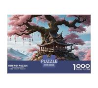 House 1000 Piece Puzzle for Adults Teens, Premium Paper,The Cottage Under The Cherry Blossom Tree Puzzles Educational & Focus-Boosting, Party Toy 38x26cm/1000pcs