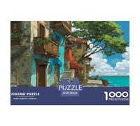House Adults Teens Puzzles 1000 Pieces Charming Street View Town Puzzle, Premium Paper, Educational Brain Game, Ideal Gift for Family & Friends 38x26cm/1000pcs