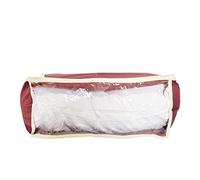 House Collection Caja Box de TNT, funda cubierta con ventana de PVC, 60 x 50 x 30 cm, bolsa para ahorrar espacio, funda nórdica, ropa plegable, cierre de cremallera, color rojo