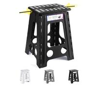 HOUSE DAY 46cm Taburete Plegable - Tamaño Cocina Adulto Taburete de Paso Plegable Ahorro de Espacio Jardín Baño Taburete Plegable Durable Taburete Plástico Robusto Taburete Plegable Plegable Negro