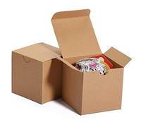 HOUSE DAY Cajas de regalo 7.6x7.6x7.6cm, cajas de papel blanco con tapas para regalos, manualidades, cajas de embalaje de magdalenas (50 piezas) (natural)