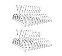 HOUSE DAY Perchas de plástico blanco para ropa, resistentes, paquete de 24 unidades, perchas gruesas de alta calidad con gancho antideslizante, perchas que ahorran espacio para camisas, suéteres,