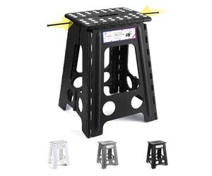 HOUSE DAY Taburete plegable de 18 pulgadas, taburete resistente para adultos, taburetes portátiles y plegables, taburete antideslizante, capacidad de 330 libras, escalones plegables para bricolaje