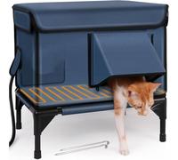 House de Gatos con calefacción al Aire Libre, Refugio para Gatos Salvajes Totalmente aislados, Hecho de Tela Oxford, excelente Durabilidad y PVC Impermeable con Puerta de Escape L