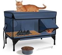 House de Gatos con calefacción al Aire Libre, Refugio para Gatos Salvajes Totalmente aislados, Hecho de Tela Oxford, excelente Durabilidad y PVC Impermeable con Puerta de Escape M