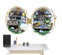 House de muñecas de Shell de Nogal - Biblioteca Mini -House - Secreto de nueces | Libro Creativo Nook Miniatura Set Hecho de Aluminio de Nogal con Muebles para Abrir, ventil