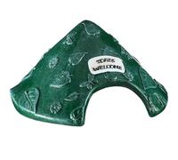 House de Sapo de 8x4in Patrón de Hojas de Rana Resina Protector de hábitat de Sapo con Signo de Bienvenida Lindo para jardín Exterior, zoológico, Acuario greentoad