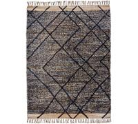 house doctor Alfombra de fibra natural beige y negra 200x140 cm