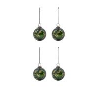 House Doctor Bola de Navidad Leaf Ø7.5 cm set de 4 Verde-dorado
