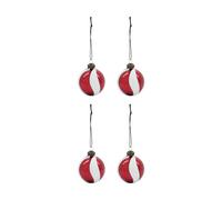 House Doctor Bola de Navidad Twister Ø6 cm set de 4 Blanco-rojo