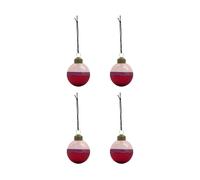 House Doctor Bolas de Navidad Stripe Ø8 cm. 4-pack Rosa-rojo