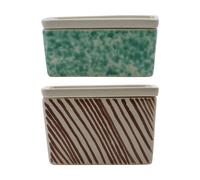 House Doctor Caja de almacenamiento Diva 2 piezas Verde-marrón